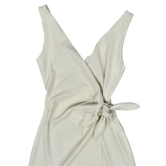 H&M Cream Midi Wrap Dress V-Neckline Old Money Boho Costal - Picture 4 of 7